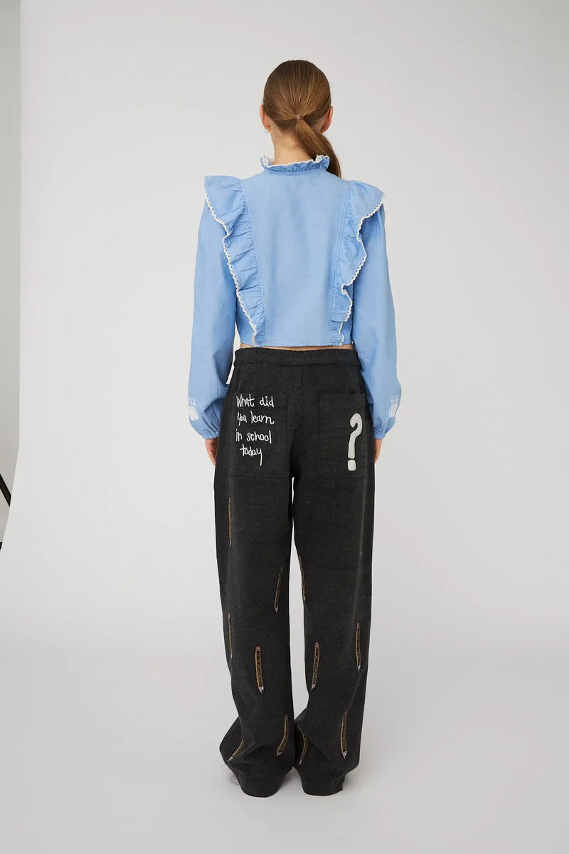 Stella Nova Chambray Cropped Frill Shirt