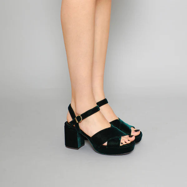 Clara Vegan Sandal in  Velvet Green