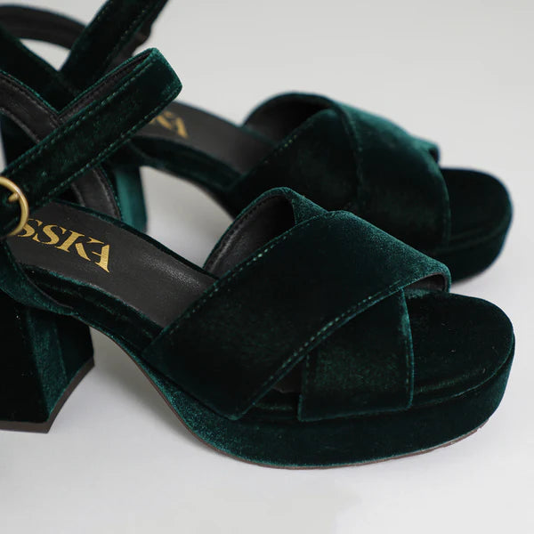 Clara Vegan Sandal in  Velvet Green