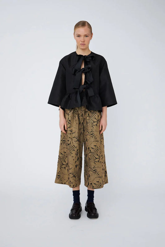 Stella Nova Crisp Peplum Black Bow Blouse