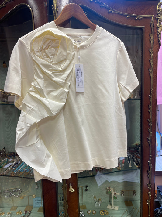 Psophia Cream Top with Taffeta Rosette