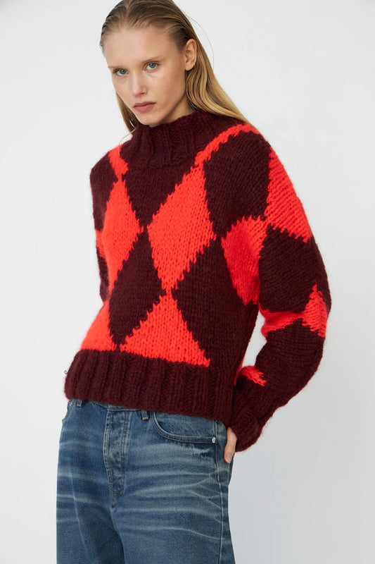 Dawnxdare Erica Diamond Sweater Burgundy