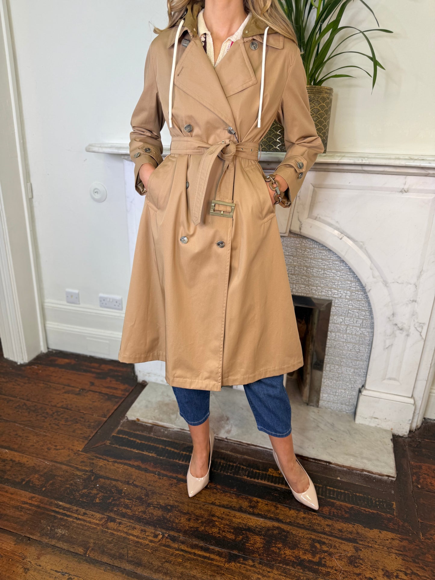 Herno Trench Coat with Taffeta Hood