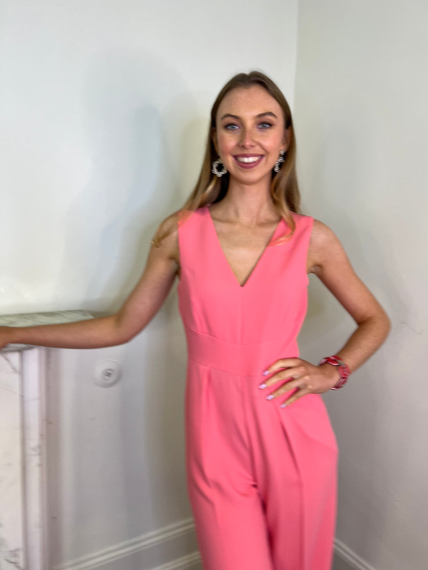 Coral Pink Sleeveless Jumpsuit