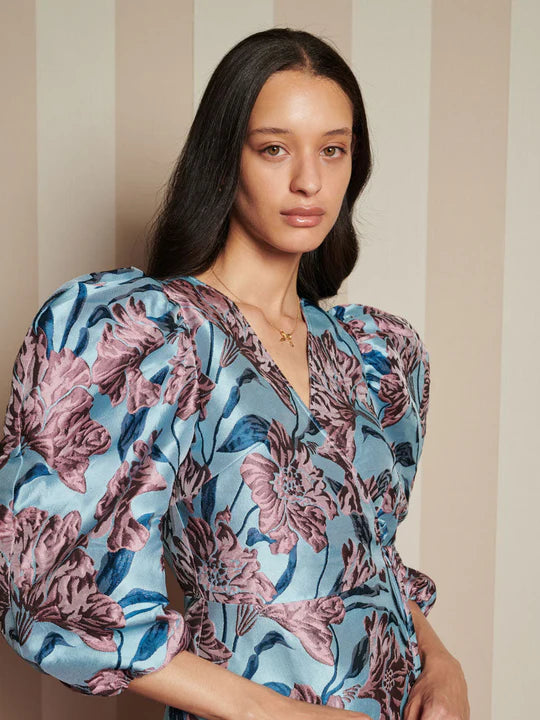 Sister Jane Deco Bloom Jacquard Mini Wrap Dress