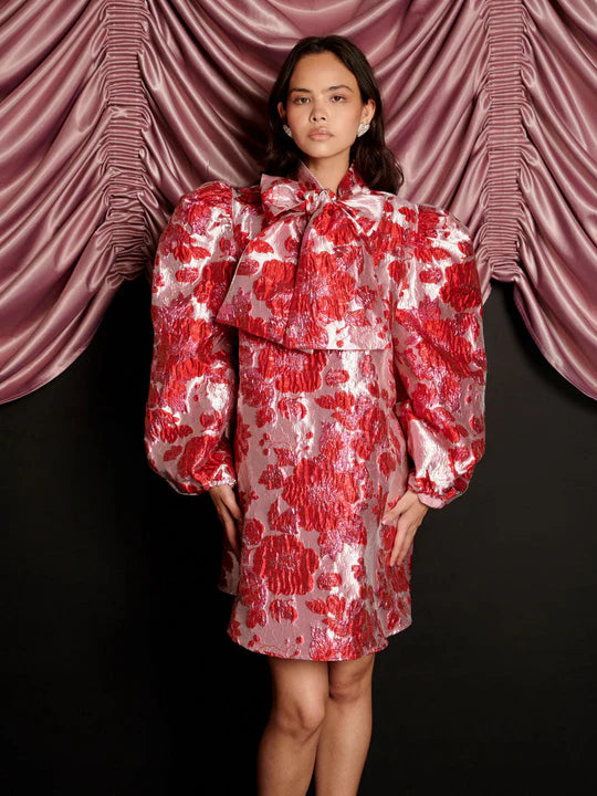 Sister Jane Dolly Jacquard Mini Dress Red & Pink