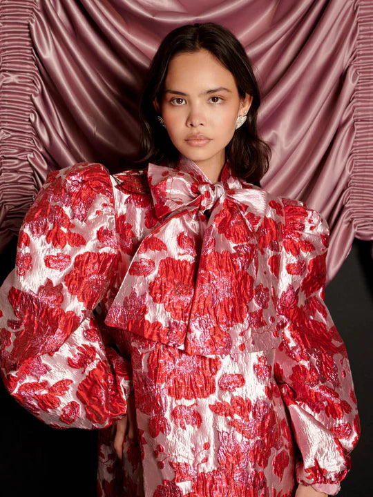 Sister Jane Dolly Jacquard Mini Dress Red & Pink