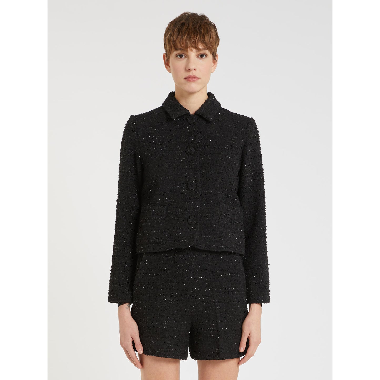 Iblues Calamai Black Tweed Boxy Jacket