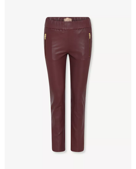 Gustav Doa 7/8 Flare Maroon Leather Pants