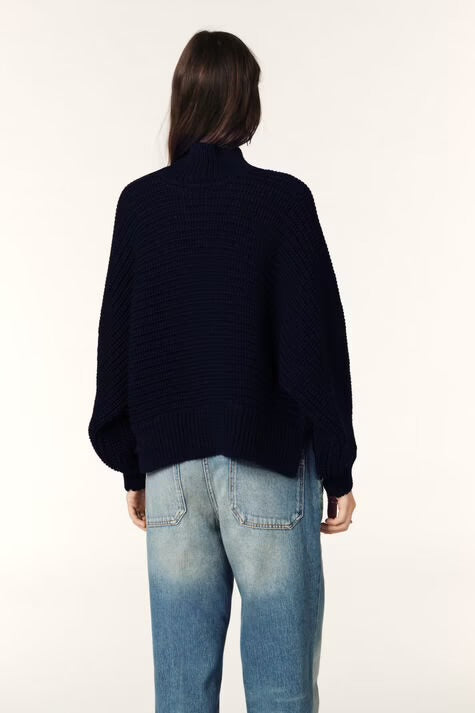 Ba&sh Ondi Navy Cropped Sweater