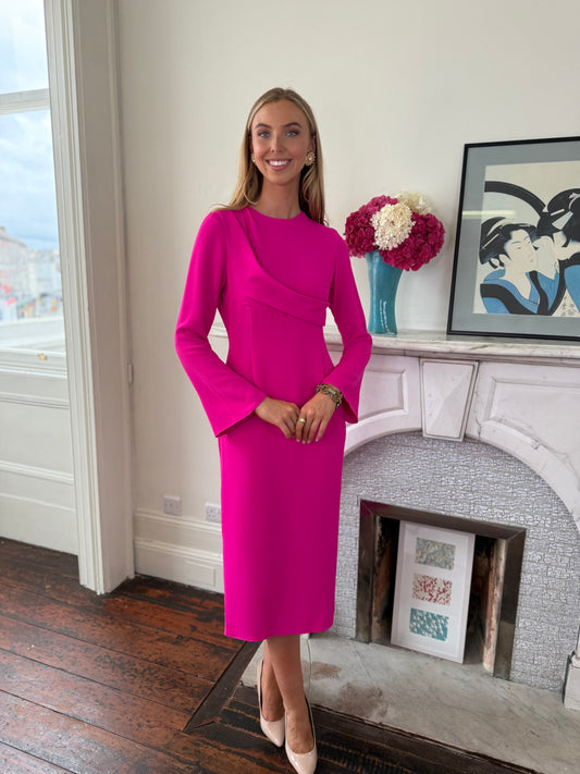 Kameya Fitted Dress with Drape  Detail