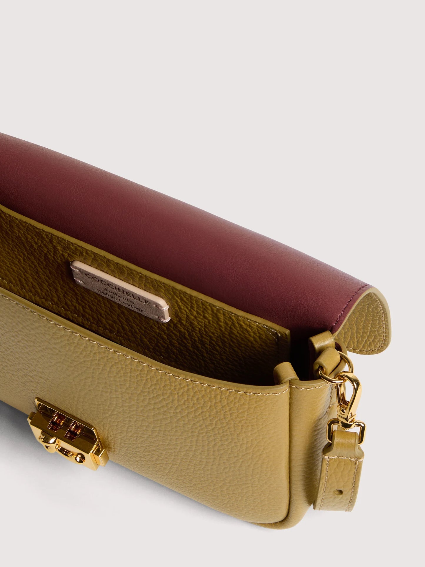 Coccinelle C Me Lock Leather Box Seagrass Bag