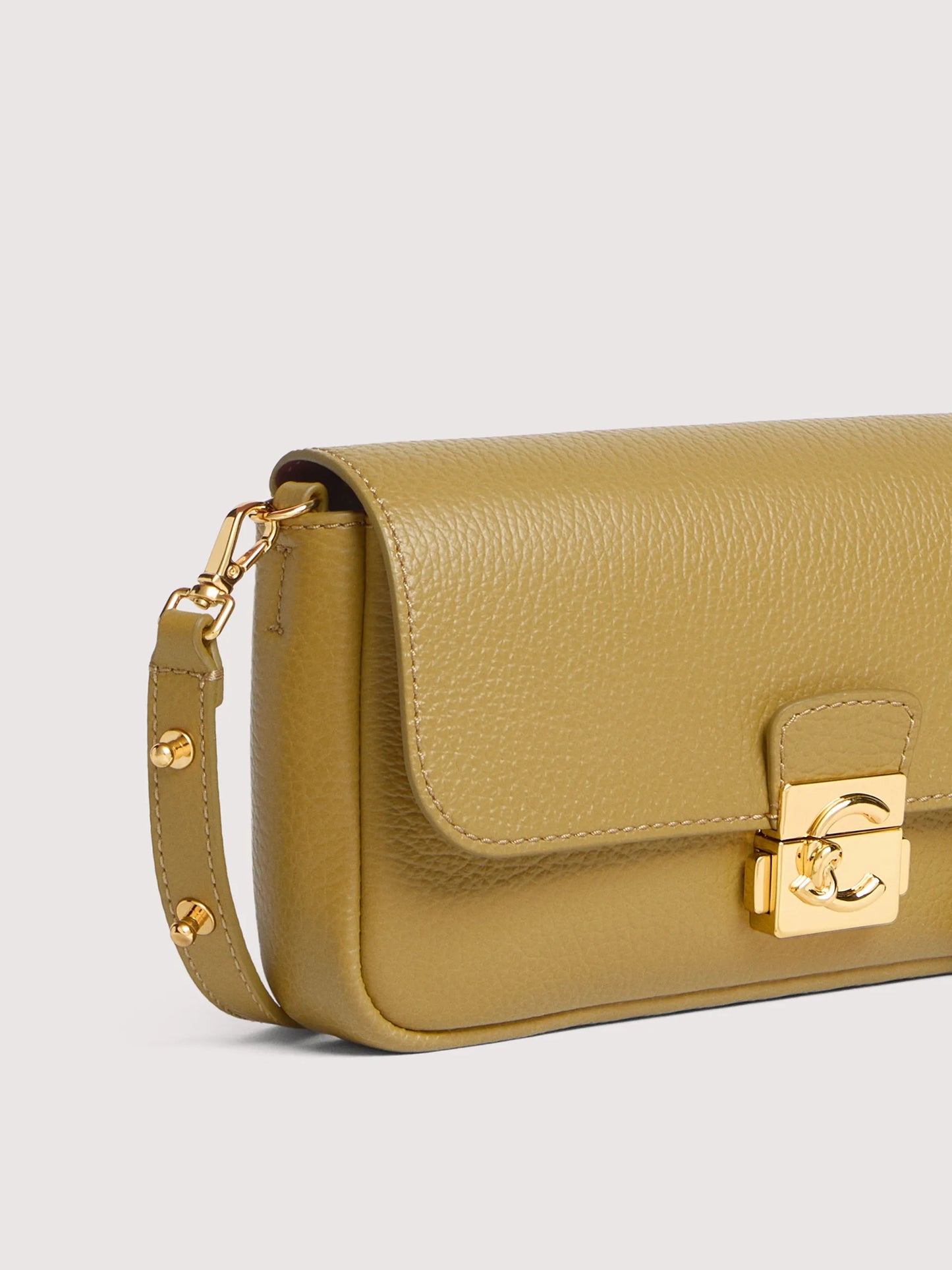 Coccinelle C Me Lock Leather Box Seagrass Bag