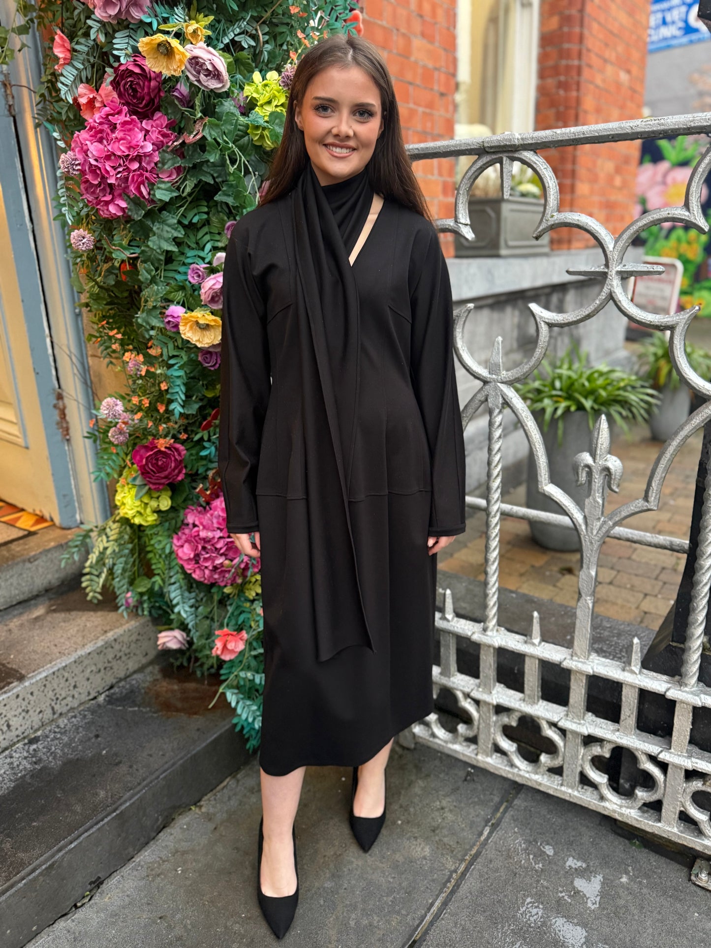 Beatrice B Black Fitted Pencil Style Dress