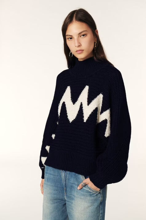 Ba&sh Ondi Navy Cropped Sweater