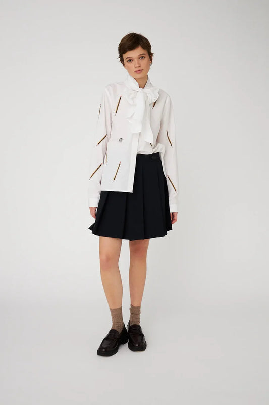 Stella Nova White Embroidered Bow Shirt