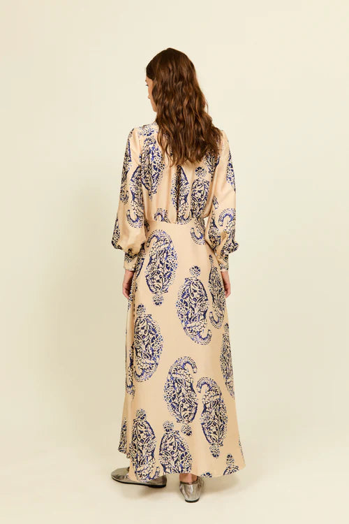 Phillipa 1970 Catalina Cream And Blue Print Dress