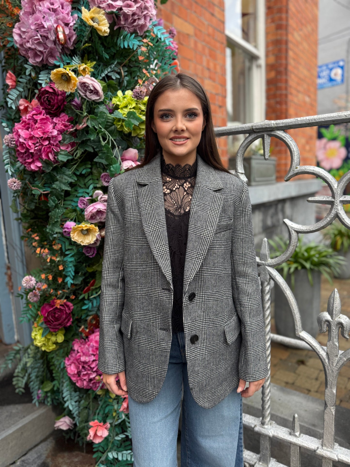 Suncoo Dwight Prince of Wales Black and White Check Blazer