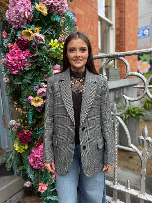 Suncoo Dwight Prince of Wales Black and White Check Blazer