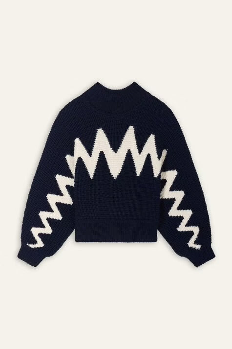 Ba&sh Ondi Navy Cropped Sweater