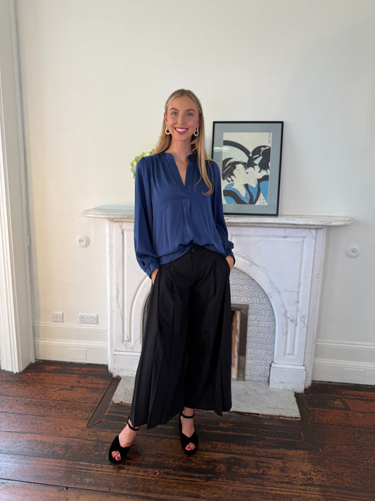 Silk95five Madras Blouse in Midnight