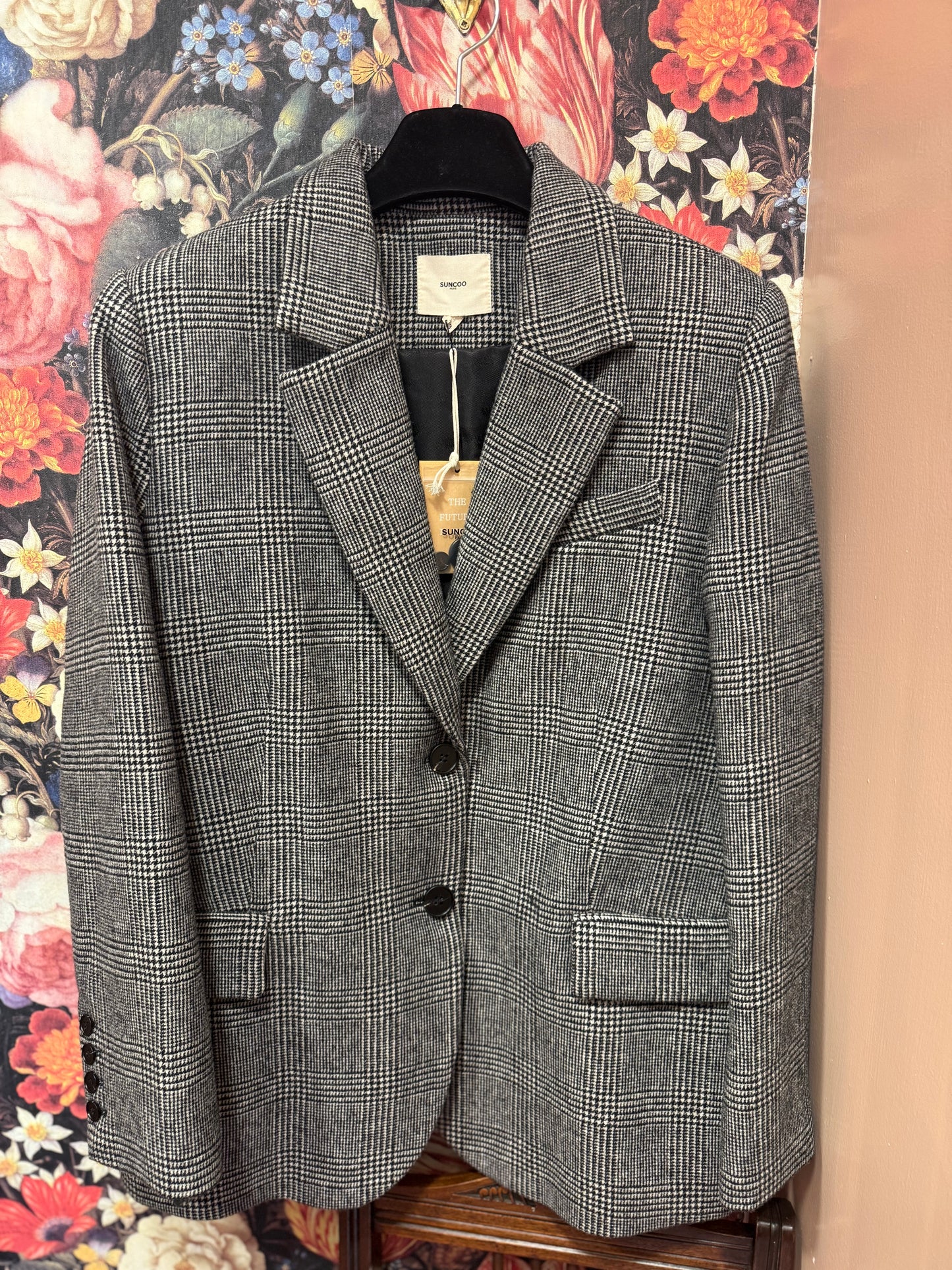 Suncoo Dwight Prince of Wales Black and White Check Blazer