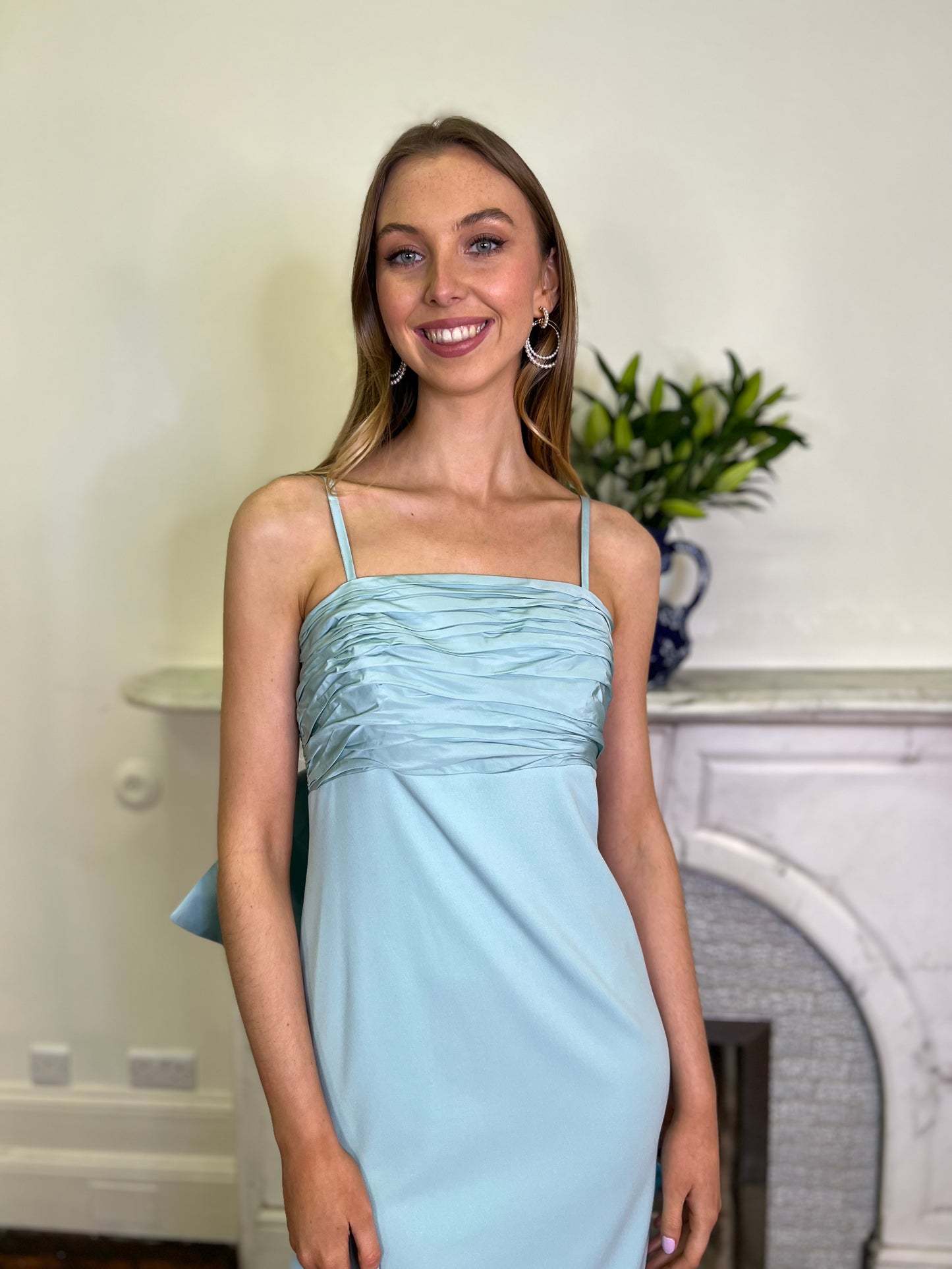 Cecilia Mint Blue Dress with Bow Detail