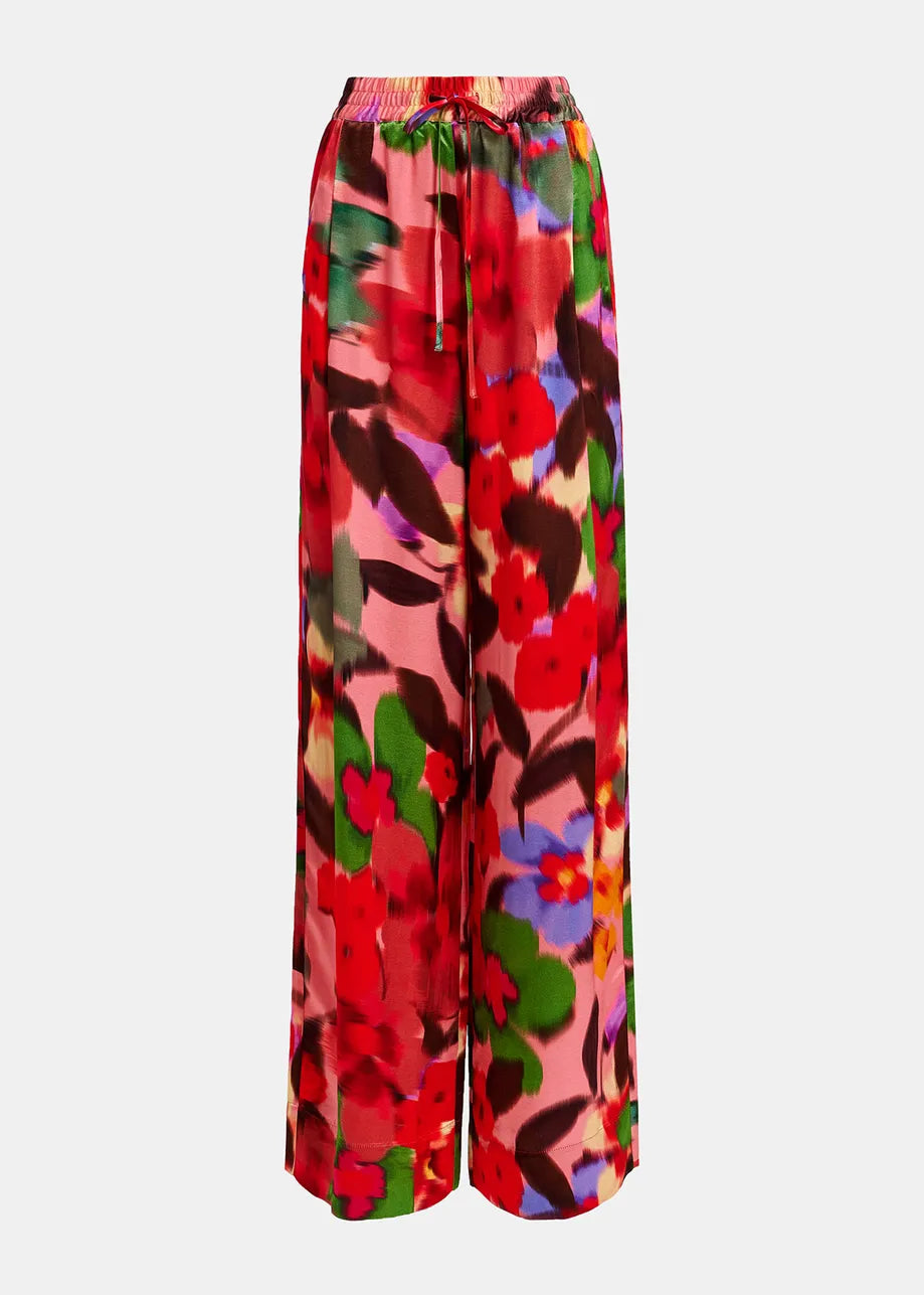 Ficus Multicolor Floral Print Wide Leg Pants