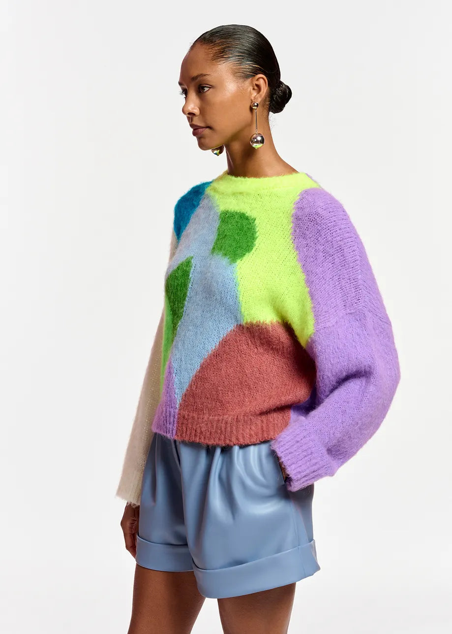 Fittis Multicolor Abstract Intarsia Knitted Jumper
