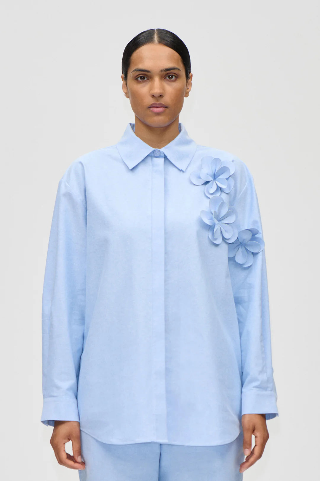 Stine Goya Floral Shirt - Brunnera Blue
