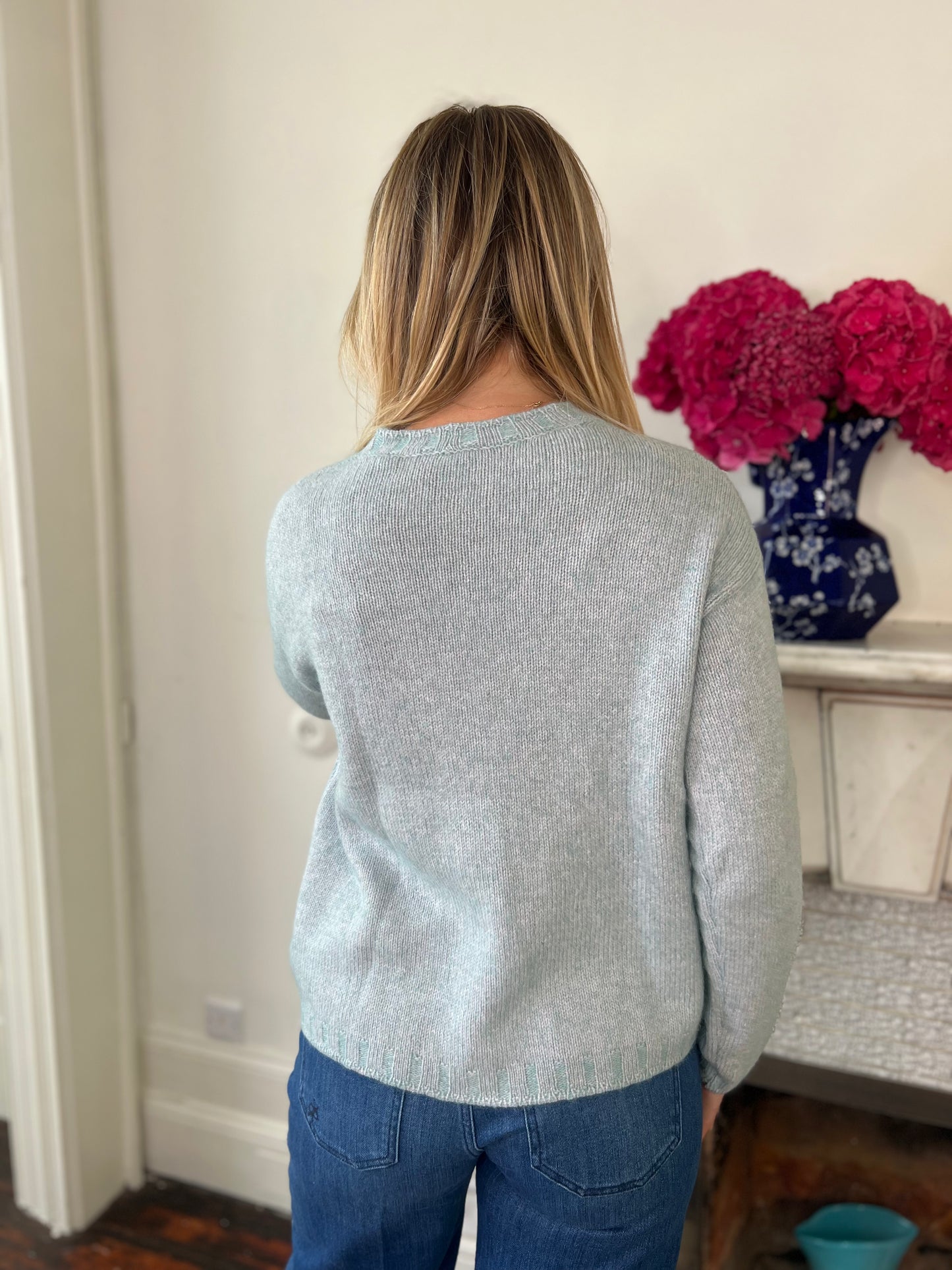 Sky Blue Melange Cardigan