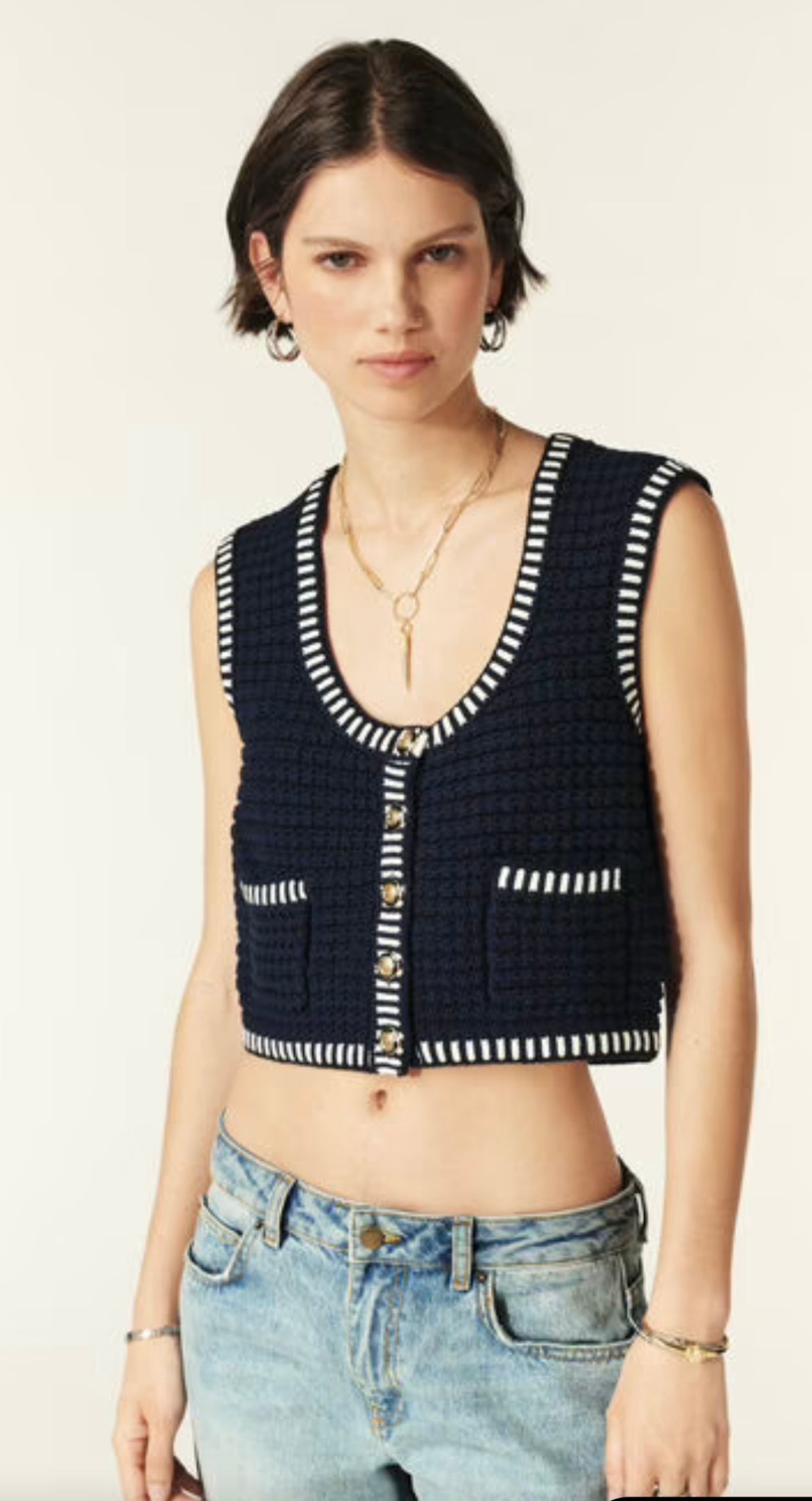 Gustave Sleeveless Waistcoat in Navy