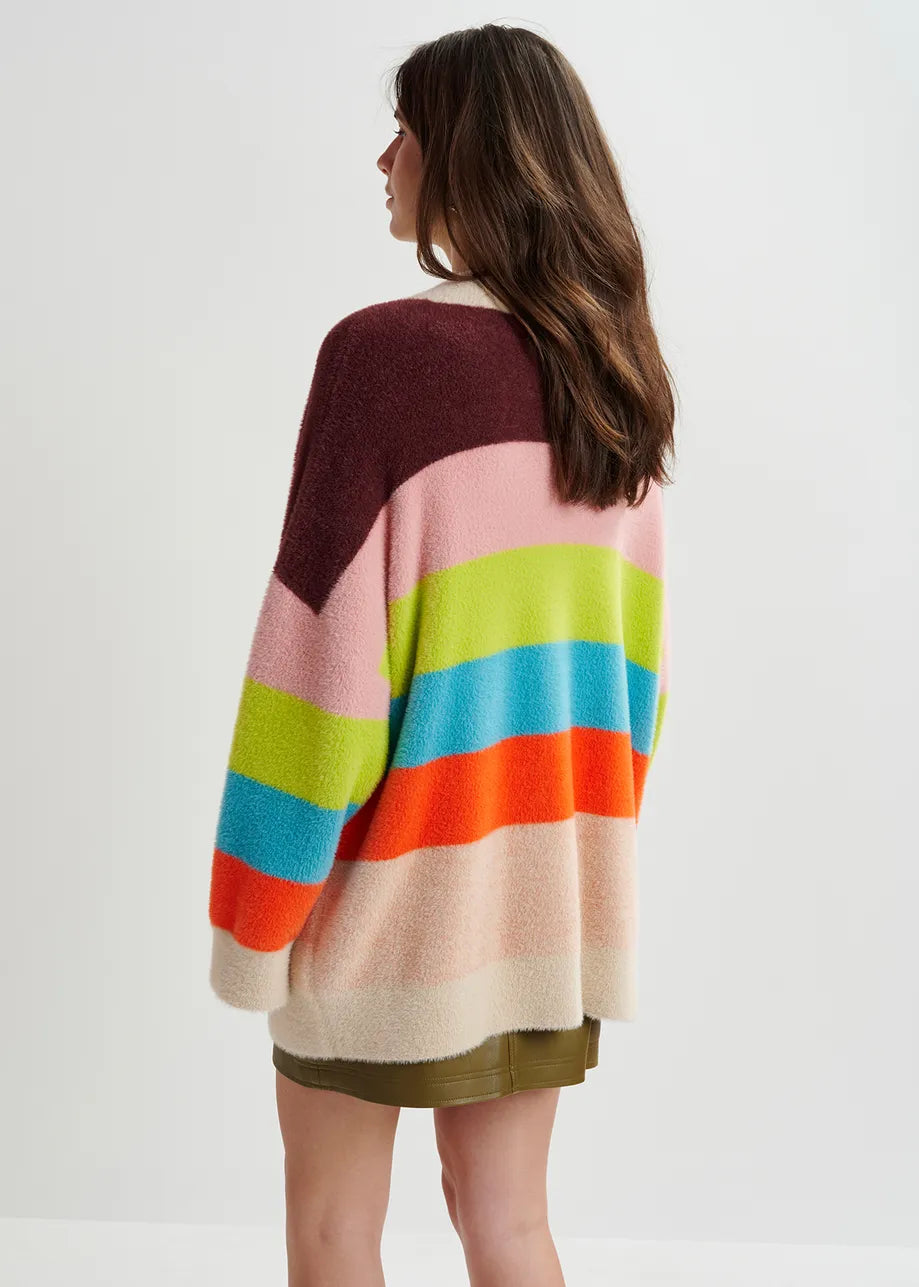 Gaan Striped Furry Cardigan