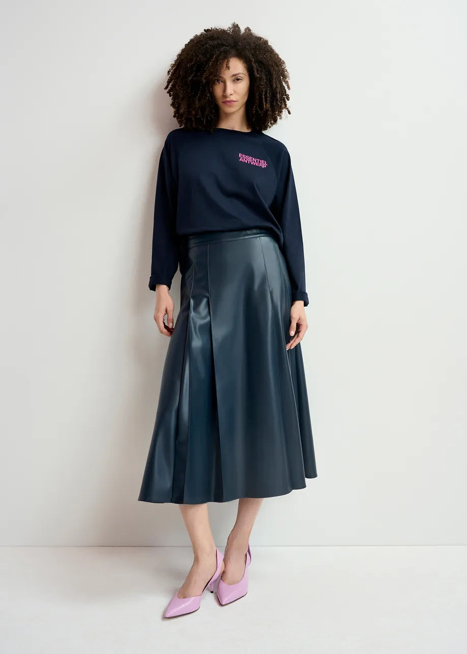 Geeuw Faux Leather Midi Skirt