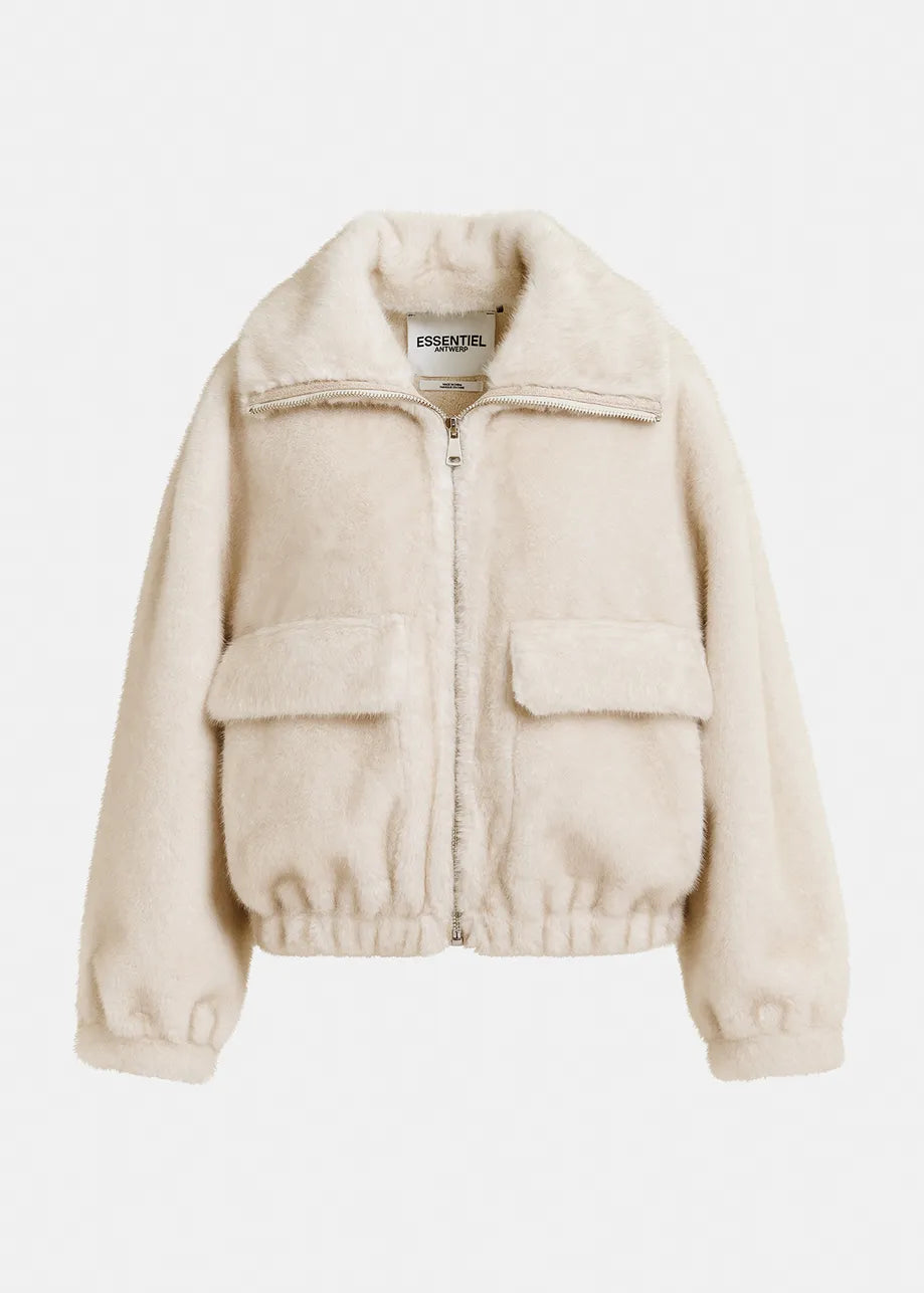 Genz Faux Fur Jacket Off White – Kimono