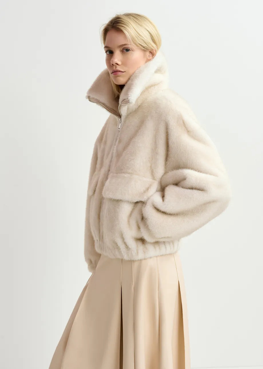 Genz Faux Fur Jacket Off White