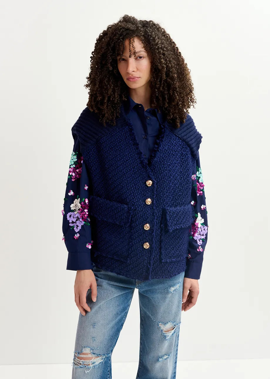 Geologic Sleeveless Jacket Navy