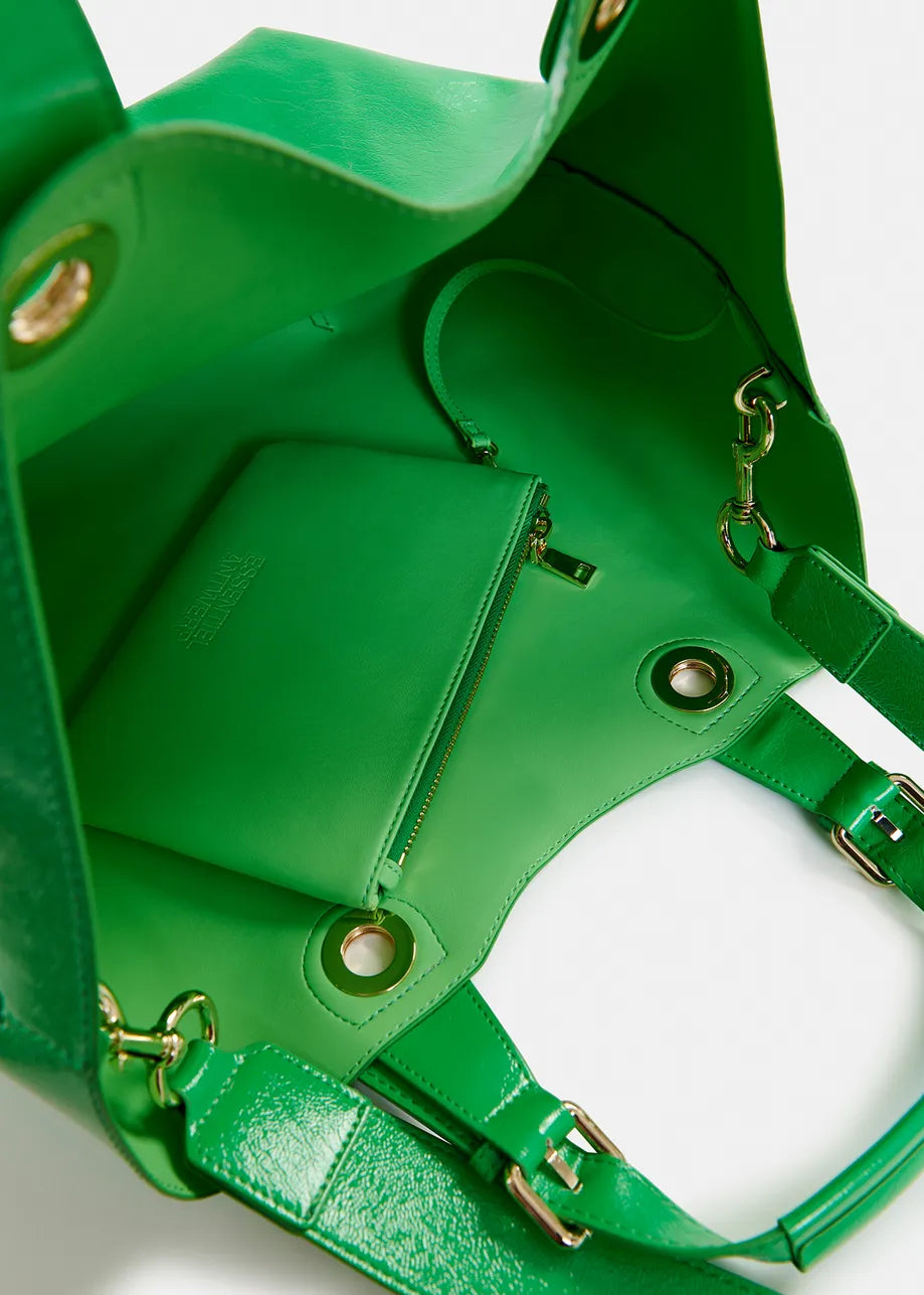 Ginnie Green Faux Patent Leather Shopper