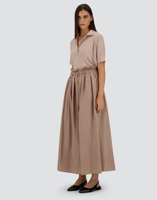 Herno Dusty Pink Techno Taffeta Skirt with Elasticated Waist