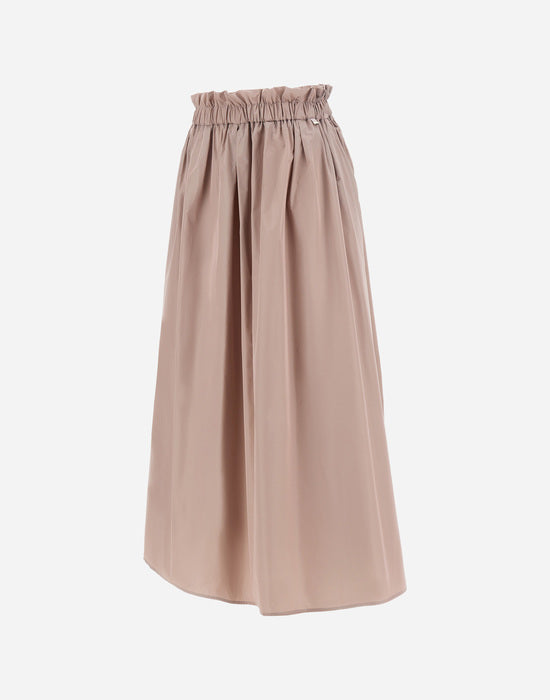 Herno Dusty Pink Techno Taffeta Skirt with Elasticated Waist