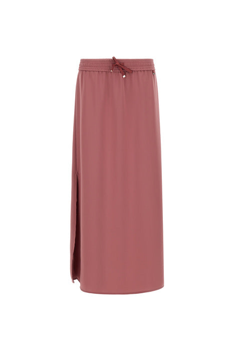 Herno Satin Straight Skirt with Elasticated Waist in Deep Rose