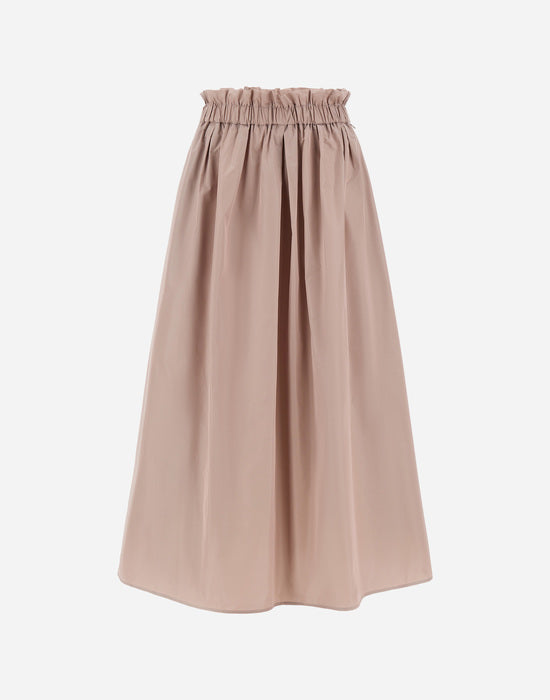 Herno Dusty Pink Techno Taffeta Skirt with Elasticated Waist
