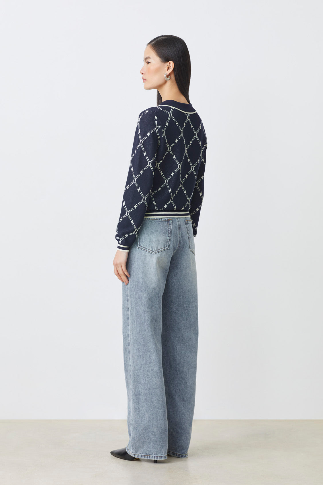Suncoo Palmaros Navy Print Cardigan