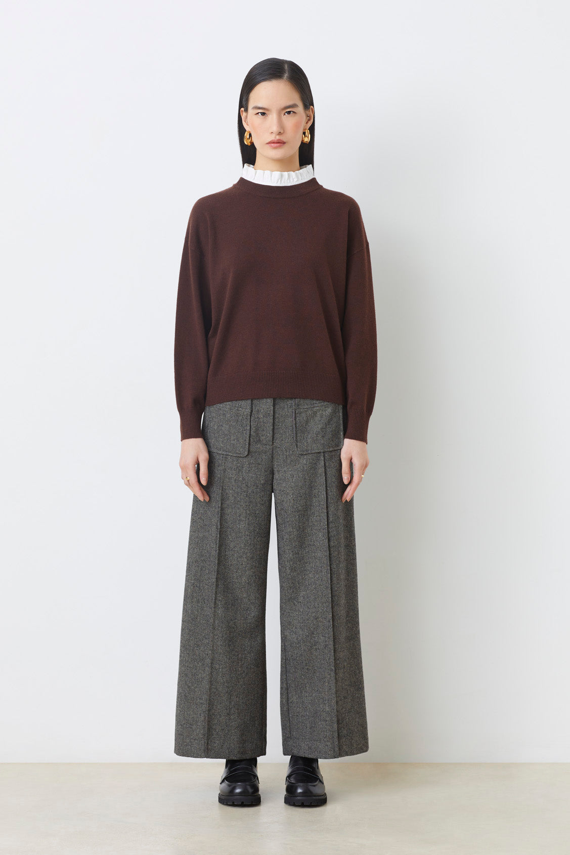 Suncoo Picola Knit in Prune with White Detachable White Collar