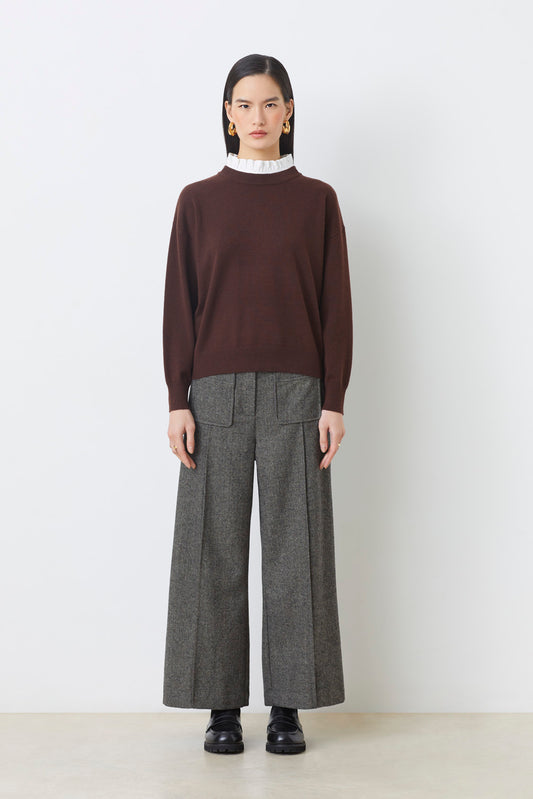 Suncoo Picola Knit in Prune with White Detachable White Collar