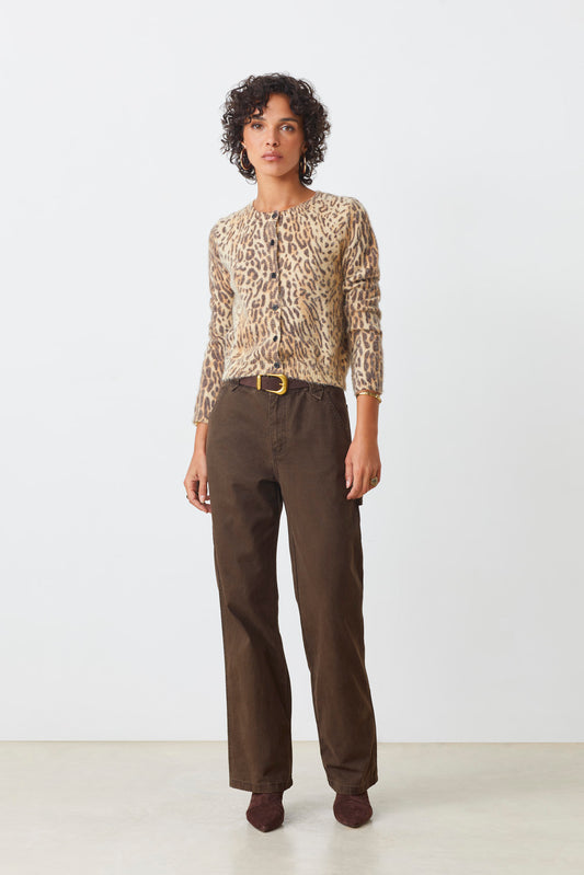 Suncoo Gacia Leopard Print Knit Cardigan