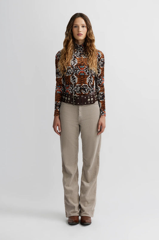 Manoush Leopard Print Velour Top