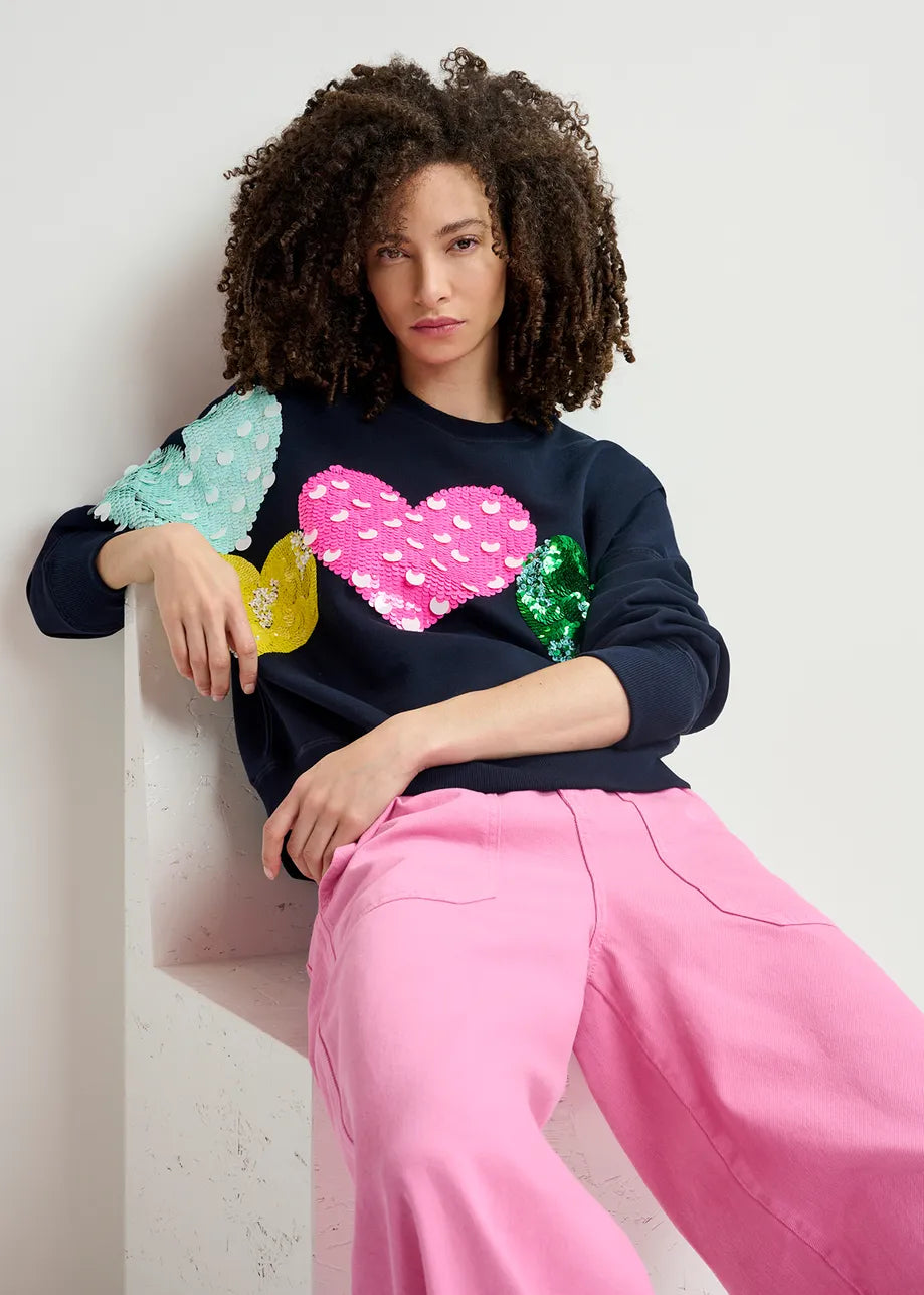 Essentiel Antwerp Navy Hacoeur Heart Embo Sweatshirt