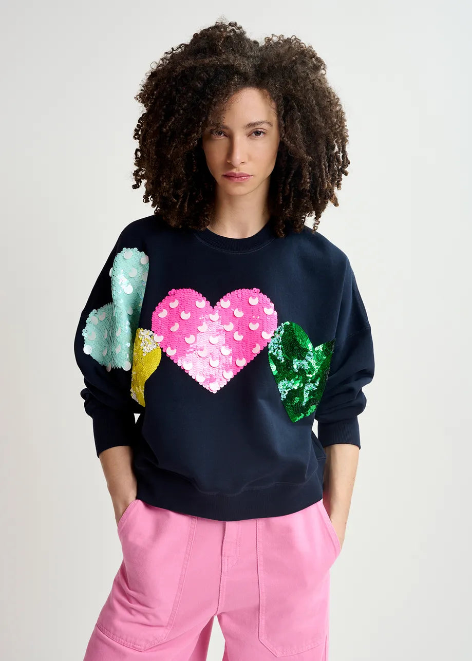 Essentiel Antwerp Navy Hacoeur Heart Embo Sweatshirt