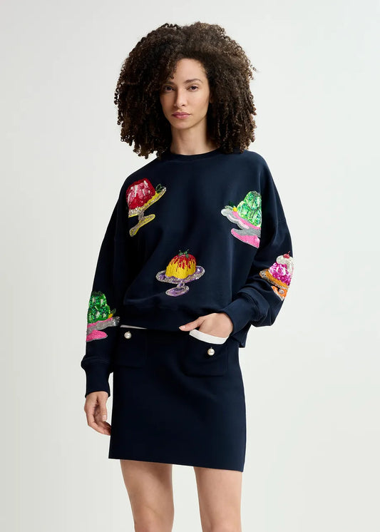 Essentiel Antwerp Navy Hake Cake Embo Sweatshirt